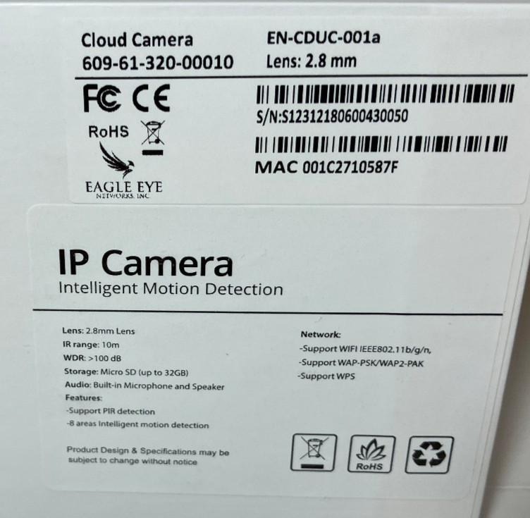 22 Lot 2GIG-CAM-100W Indoor HD 1.3 MP 1280x720 WiFi Ethernet IP PIR Camera NOB gallery