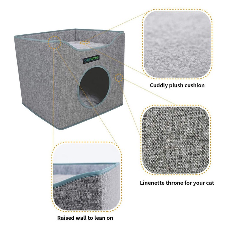 JESPET & GOOPAWS: Foldable Cat Condo - Smoke Grey - Cube House gallery
