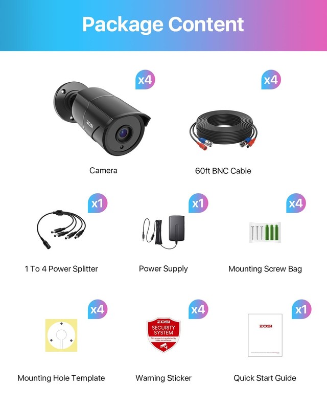 4 Pack 1080p Home Security Cameras with Audio Recording,Built-in Microphone,2... gallery