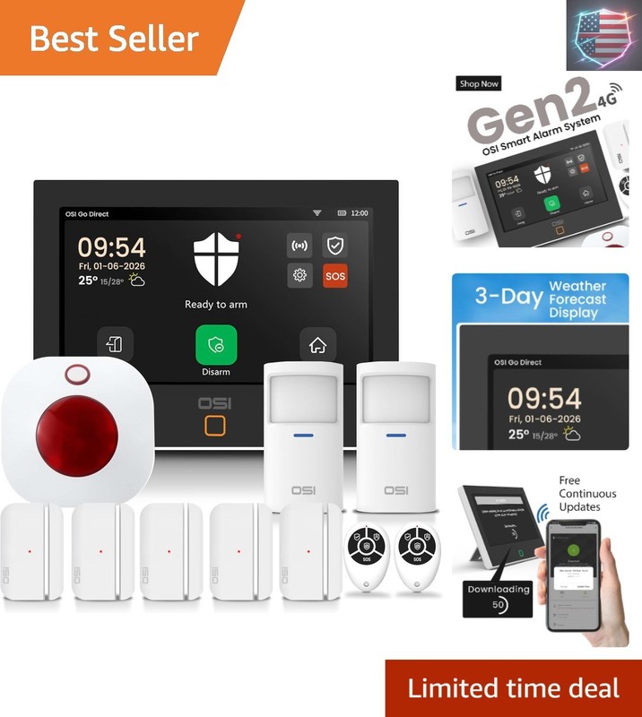 Alarm System for Home Security Gen 211 piece. DIY, Touch Screen, Motion Detec...