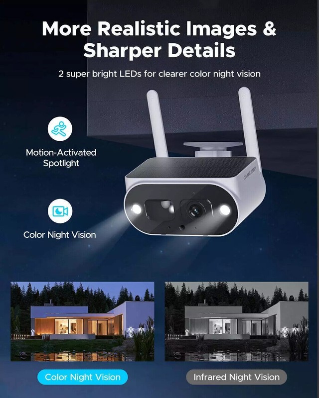 Solar Powered Security Camera System Outdoor Wireless Home with 4MP 10" Monitor gallery