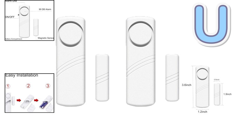 90 Db Home Security Alarm Set - Wireless Door and Window Sensors 2 Pack gallery