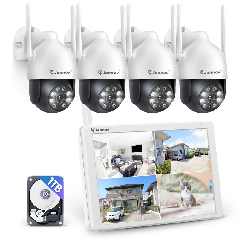 JENNOV 5MP Wireless Wifi Security Camera System 10CH NVR 10”LCD Monitor