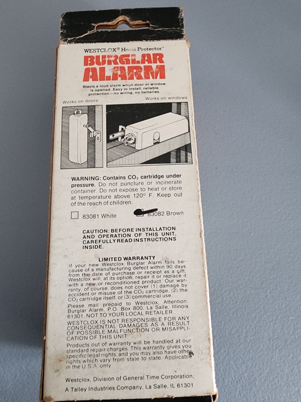 Vintage Westclox Home Protector Burglar Alarm # 83082 Brown -Windows Doors gallery