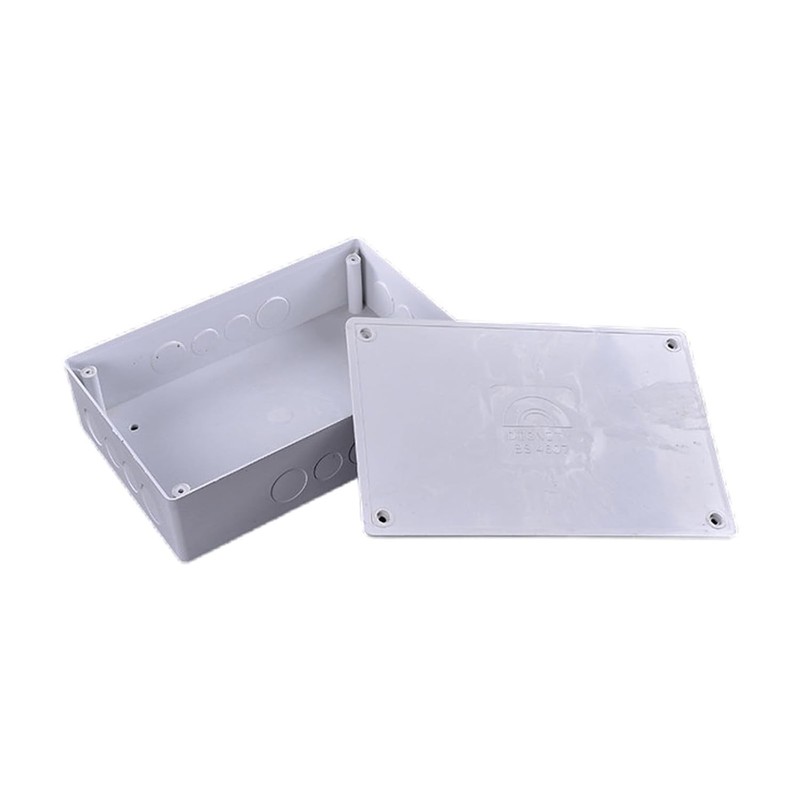 9" x 6" x 3" PVC Plastic Junction Box with Pre Molded 3/4" & 1" Punch white gallery