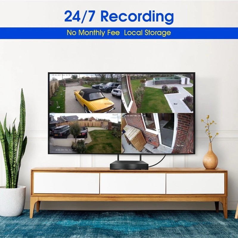 10CH NVR 5MP System, 4×3MP Cameras, 1TB HDD, Night Vision, Motion Detection, App gallery