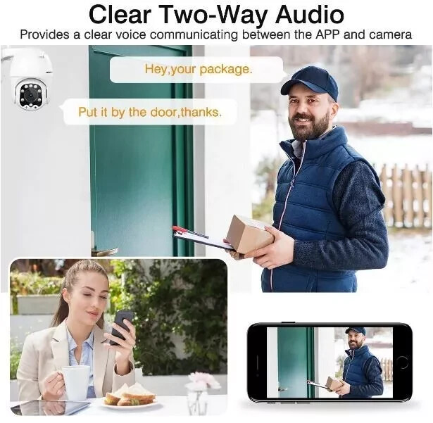 Floureon 5MP 1920P Pan Tilt Outdoor Waterproof WIFI Security Camera Remote View gallery