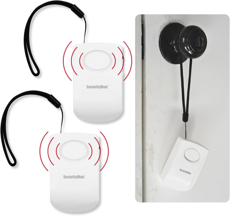 Door Handle Alarm with 130Db Vibration Triggered Portable Door Alarm - Perfect W