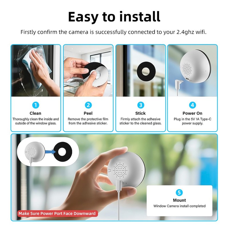 4MP 4K Window Camera, 5.8Ghz WIFI Indoor Cameras for Home Security Opt 32GB Card gallery