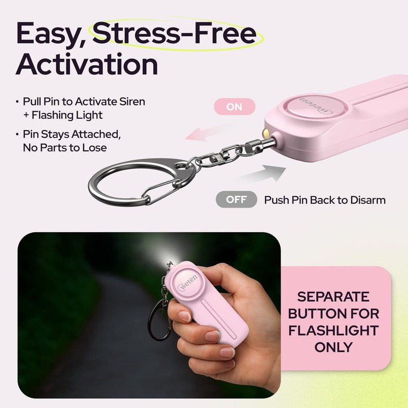 Personal Safety Alarm Keychain for Women - 3 Pack 130dB Siren, LED Light, Pan... gallery