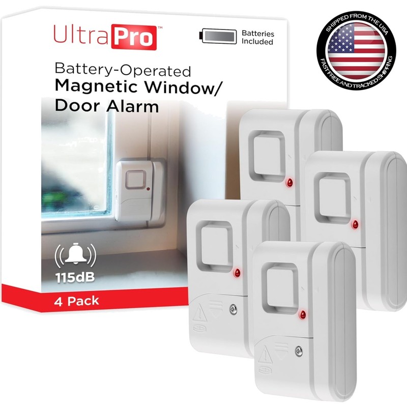 Battery Operated Door & Window Alarms with Chime - Complete Security Set