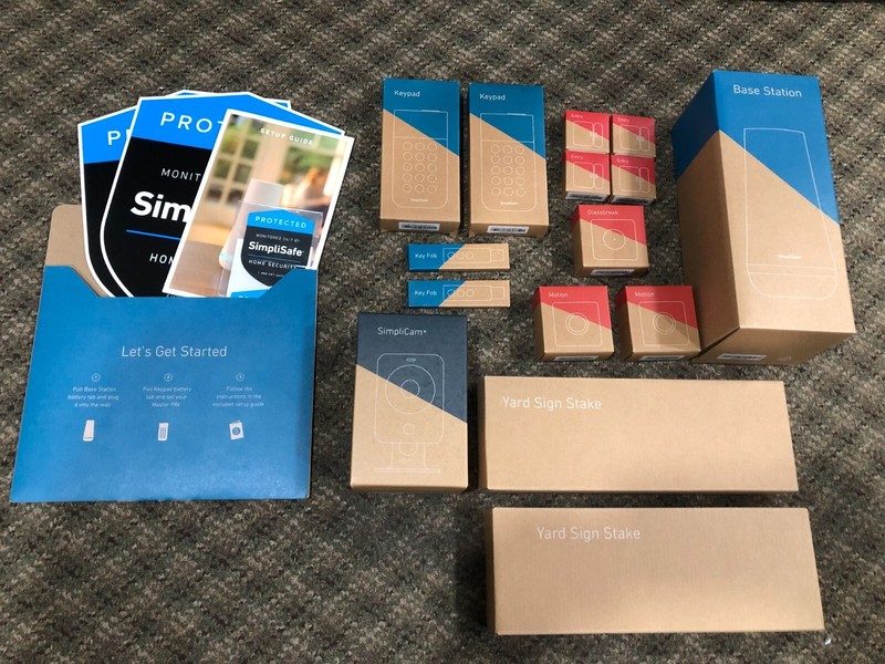 SimpliSafe Base Station, Key Pads, Camera, Motion sensors, Entry, Key Fobs MORE