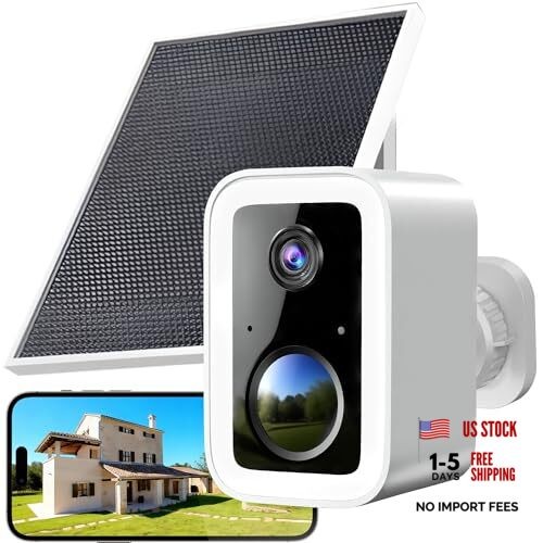 Security Camera Wireless Outdoor with Solar Panel, Free 1 Pack w/Solar Panel