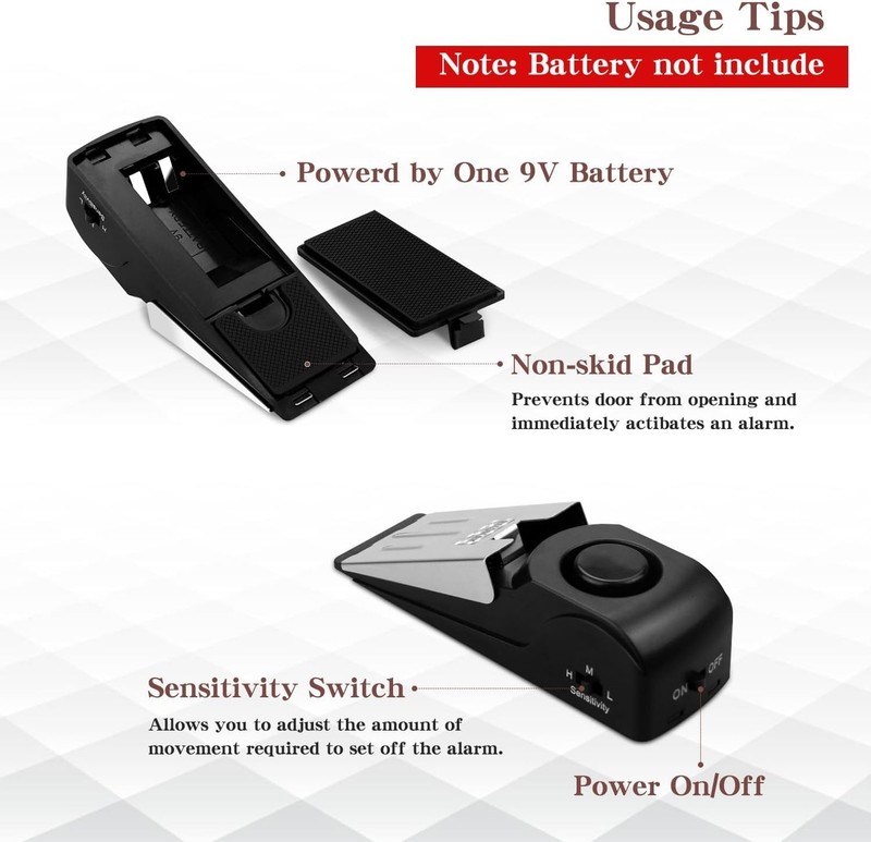 Heavy-Duty Door Stop Alarm with 120DB Siren - Essential for Security Anywhere gallery