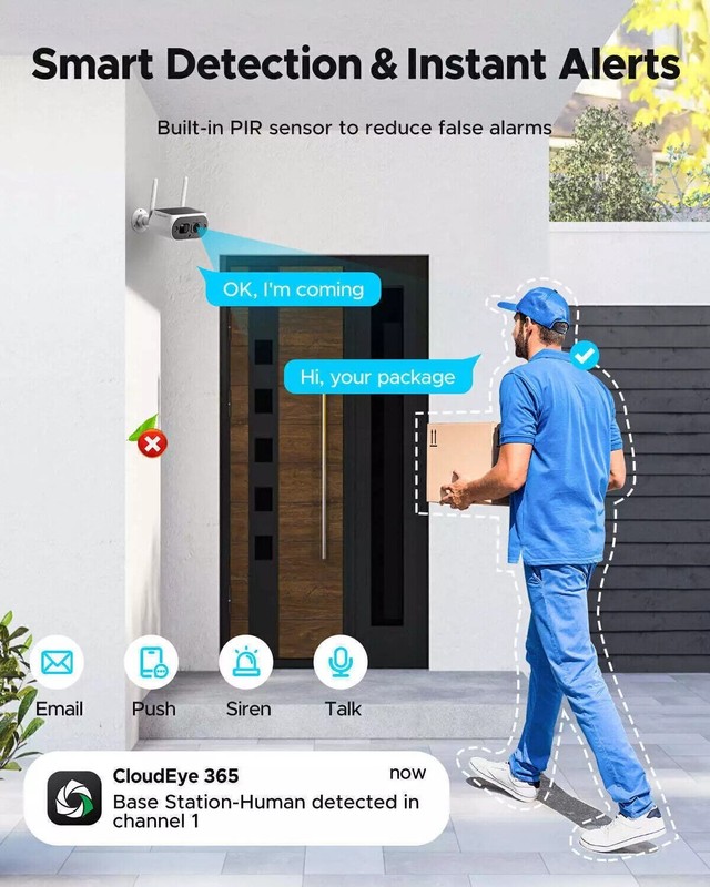 Solar Powered Security Camera System Outdoor Wireless Home with 4MP 10" Monitor gallery