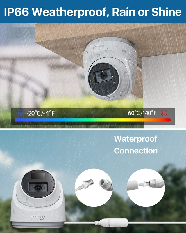 Loocam 2.5K PoE Security IP Camera System 2TB, Two-Way Audio, Person Detection gallery