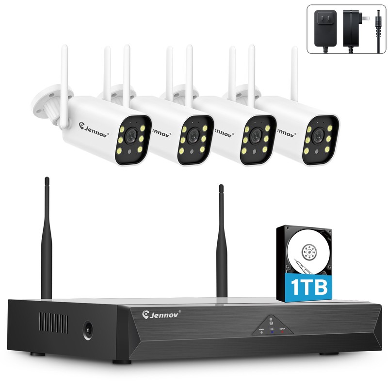 JENNOV 5MP NVR Wireless Two Way Audio Home Security IP Wired Camera System 1TB