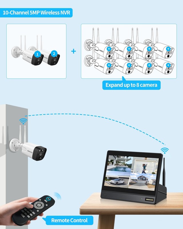 (2026 Update) Wireless WiFi Outdoor Security Camera System with Monitor, Buil... gallery