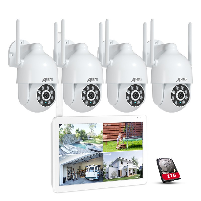 ANRAN WiFi IP Security Camera System PTZ Wireless CCTV 3MP 8CH 12" Monitor NVR