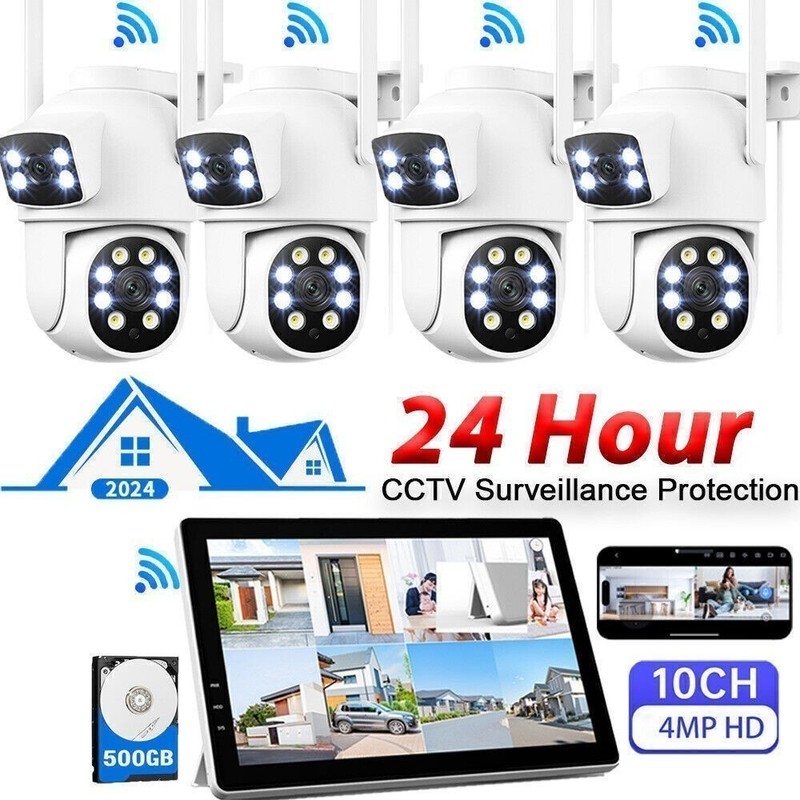 4MP WiFi Pro Surveillance & Security Cameras Outdoor Home Alarm System Wireless