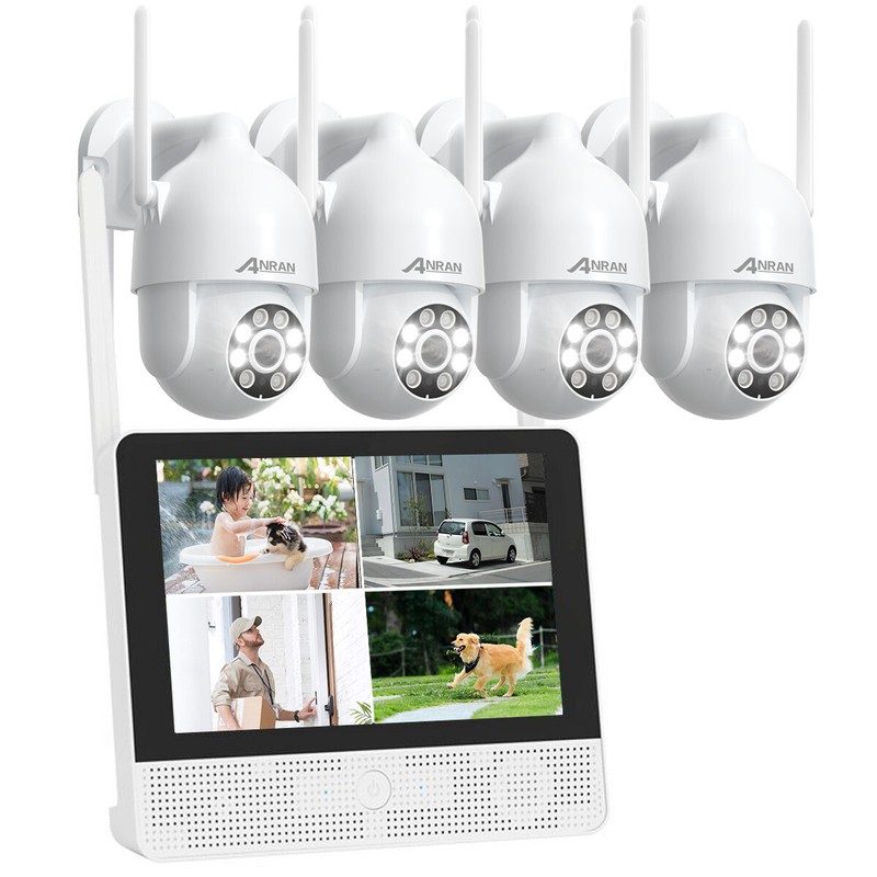 ANRAN 5MP Wireless Security Camera System Outdoor WiFi PTZ 8CH 12” Monitor 2TB