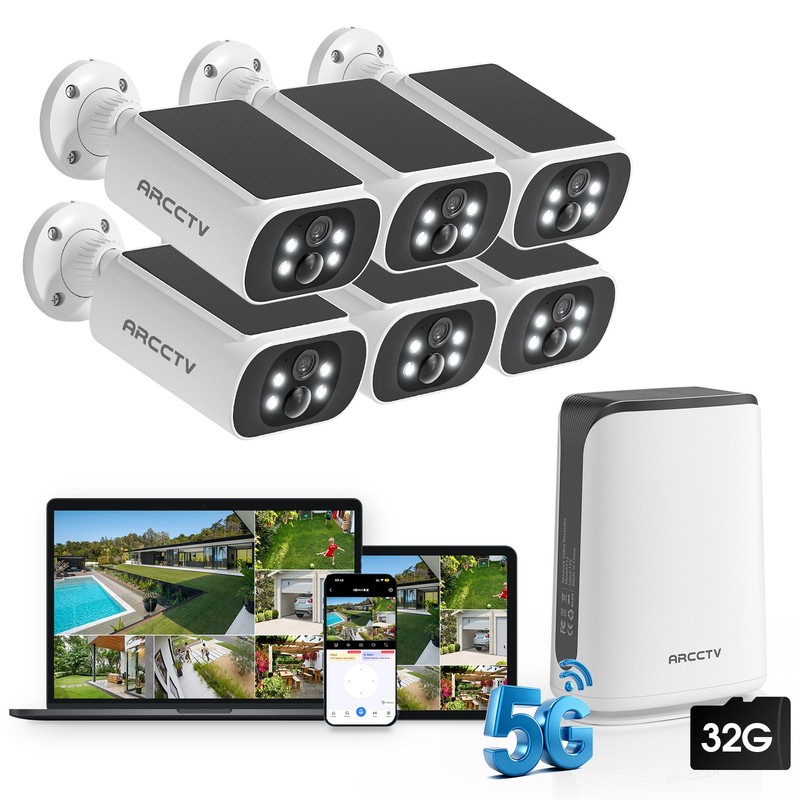 4MP Solar Powered Security Camera System Wireless Outdoor WiFi Home 2 Way Audio