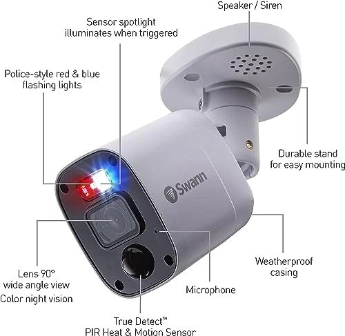 Add-On DVR Flashing Light Bullet Camera with Sensor Spotlight, 4K UHD Video, gallery