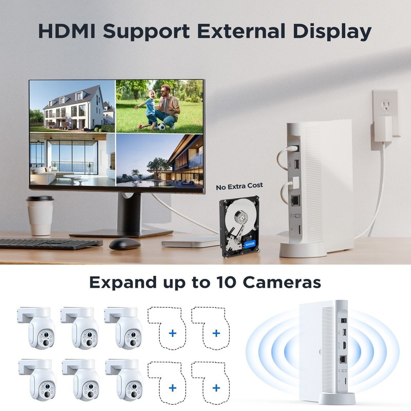 4MP Wireless Solar Security Camera System Outdoor PIR Recording CCTV 10CH 500GB gallery