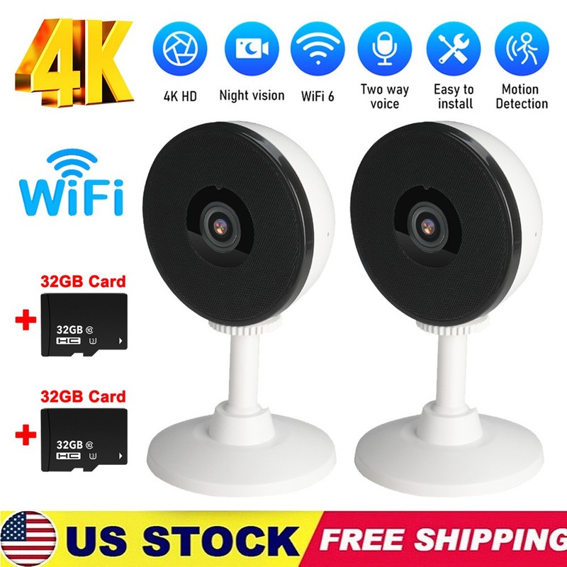 4K 4MP Home Security Window Camera Indoor 5G WiFi Color Night Vision Opt 32GCard