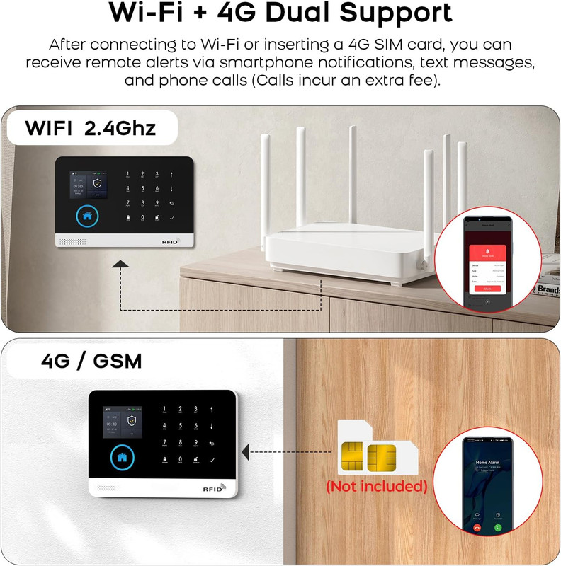 Wireless Home Security System with App Alerts, No Subscription, Camera Included gallery