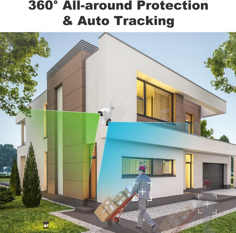 CAMCAMP Wireless Security Camera System with 10.1" Monitor Dual Lens PTZ CCTV 2K gallery