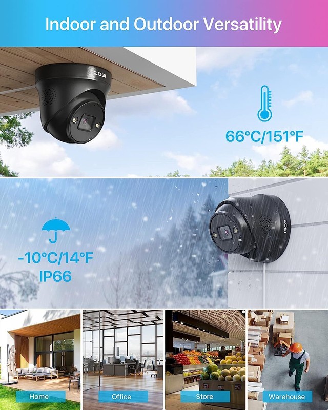 ZOSI 8MP 4K PoE Security Dome IP Camera Waterproof Work with 4K PoE NVR Add-on gallery