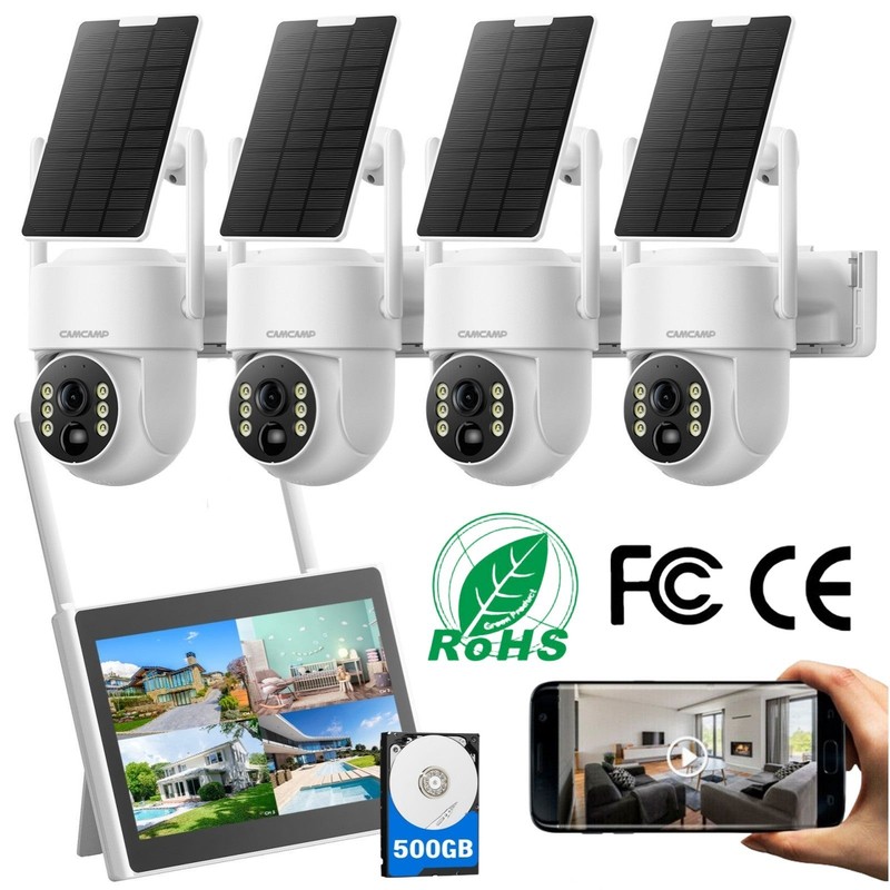 4MP Wireless Home Security Camera System Solar Wifi IP Cameras 10'' Monitor NVR gallery