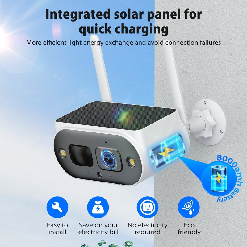 Home Outdoor Security Camera System Wireless Wifi 10CH NVR CCTV 4MP Solar IP Cam gallery