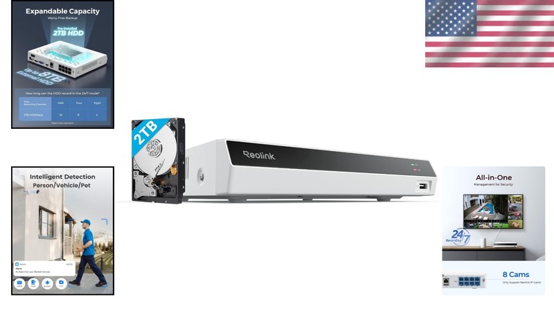 Advanced NVR-410: 8 Channel PoE Recorder with 2TB HDD for 24/7 Home Security gallery