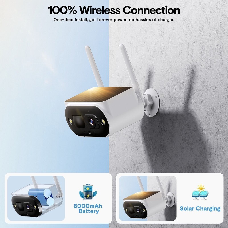 Home Outdoor Security Camera System Wireless Wifi 10CH NVR CCTV 4MP Solar IP Cam gallery