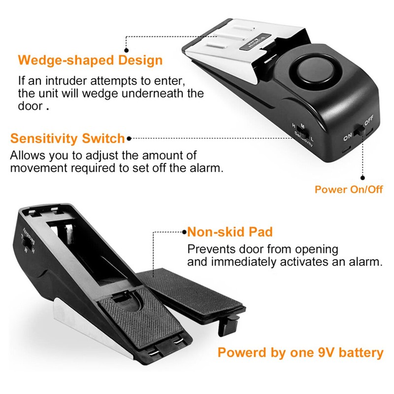 2 Pack Door Stop Alarm 120dB Security Stopper Travel Safety Home Anti-Theft gallery