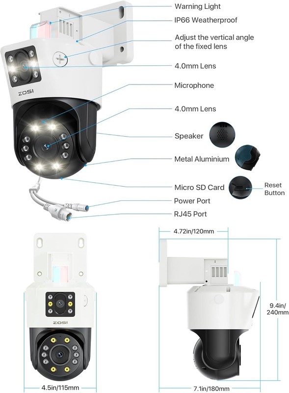 ZOSI 8CH 8MP NVR 4K Dual-Lens PoE Pan/Tilt (2x4MP) Security Camera System 2TB gallery