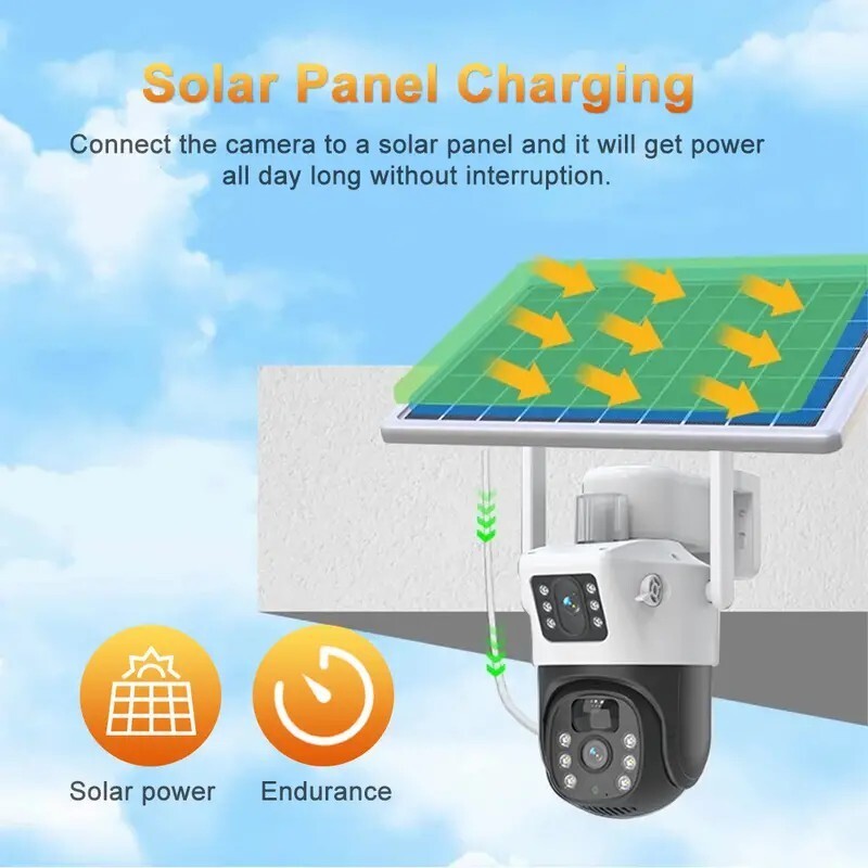 WiFi 4MP Wireless Solar Power PTZ Camera Security CCTV Surveillance Home Outdoor gallery