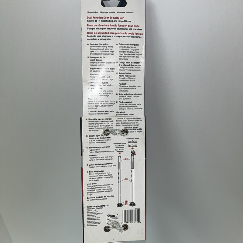 MASTERLOCK Dual Function Door Security Bar NEW gallery