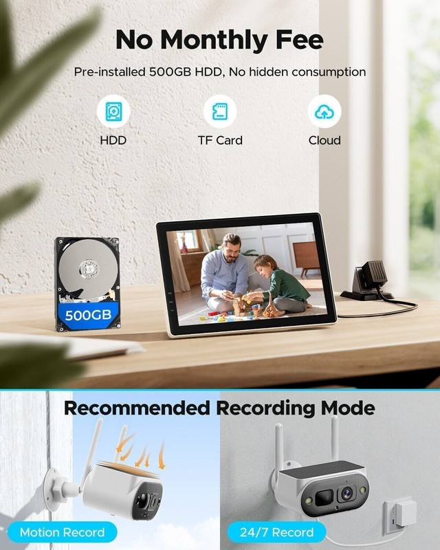 Home Outdoor Security Camera System Wireless Wifi 10CH NVR CCTV 4MP Solar IP Cam gallery