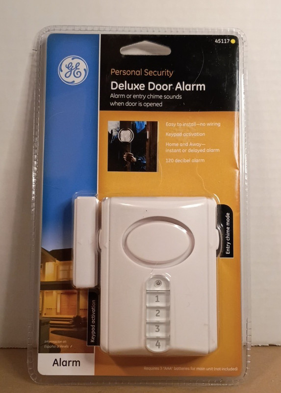 GE Deluxe Door Alarm 120dB Keypad Home Away Entry Chime No Wiring New 45117