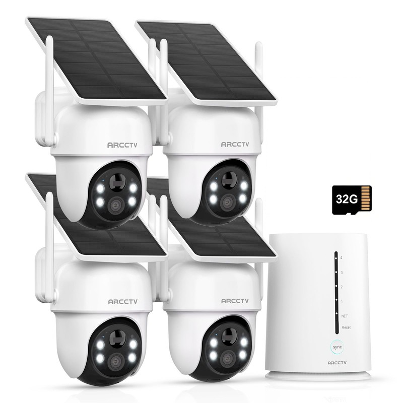 4MP Solar Battery Security Camera System Outdoor Wireless 4MP Color Night Vision