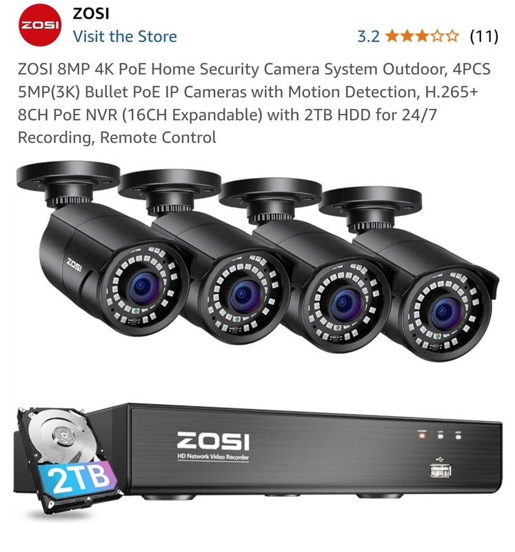 ZOSI H.265+ 5MP Lite DVR Security System 8CH DVR 1080P CCTV Camera Night Vision