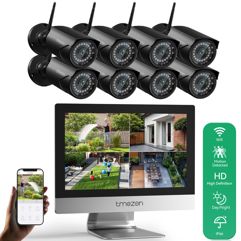 3MP Wireless Security Camera System WiFi Outdoor Home 12''Monitor 10CH NVR 1TB gallery