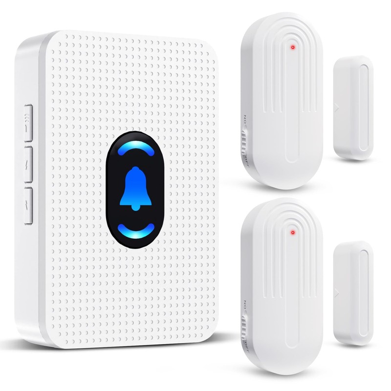 Wireless Door Chime Alarm System - 800ft Range, 20 Melodies, 5 Volume Levels, LE