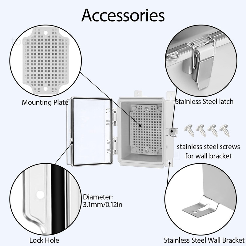 Electrical Box, IP67 Waterproof Hinged 4.7"x3.5"x2.7", Clear Cover gallery