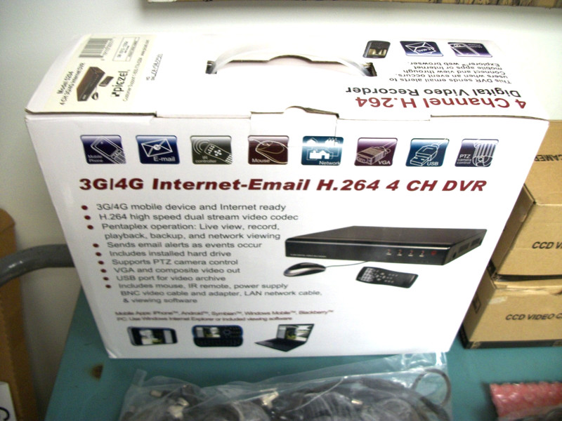 PICZEL 7204 Surveillance System 4CH DVR w/Internet 4 IR Cams & Install Kit - NEW gallery