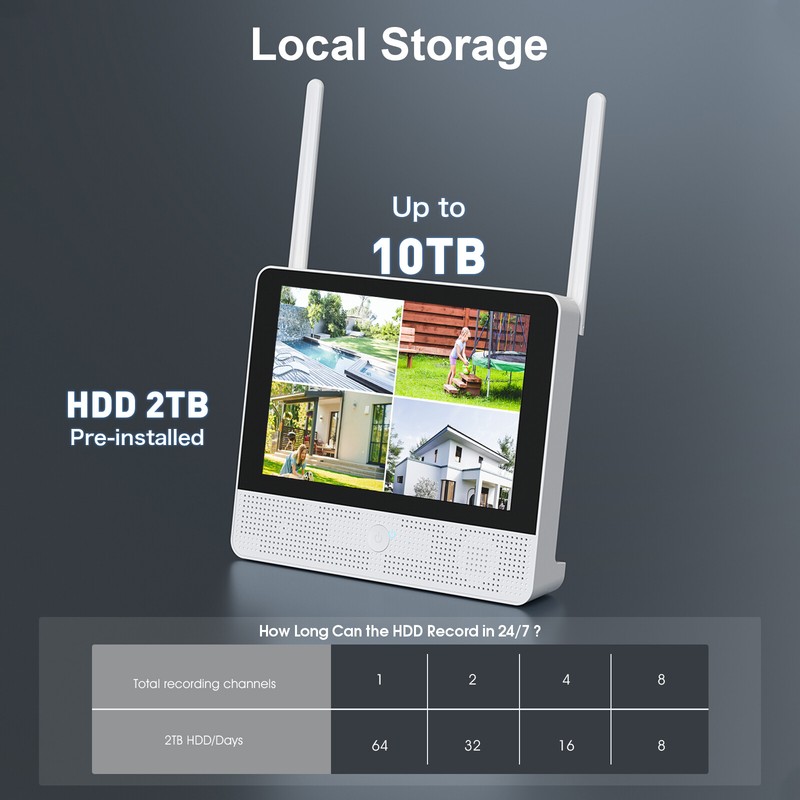 ANRAN 5MP Wireless Security Camera System Outdoor WiFi PTZ 8CH 12'' Monitor 2TB gallery