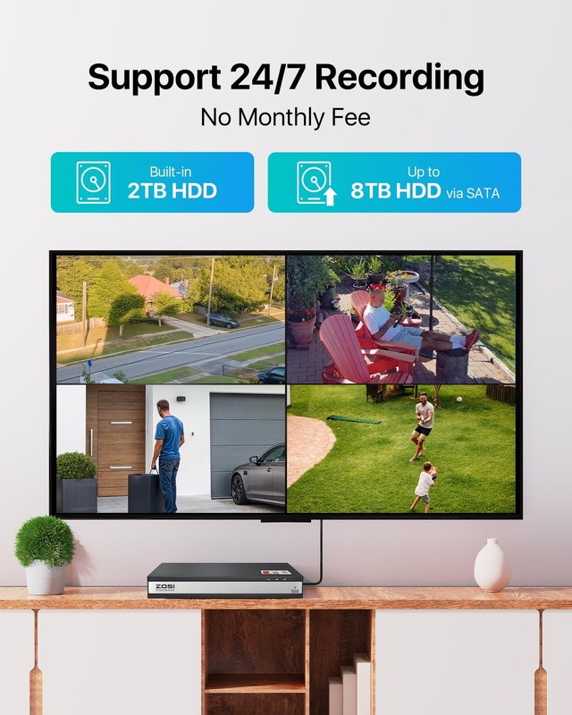 ZOSI 3K Lite 16CH Security Camera System with AI Human Vehicle Detection,Nigh... gallery